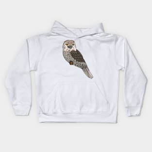 Tawny frogmouth bird cartoon illustration Kids Hoodie